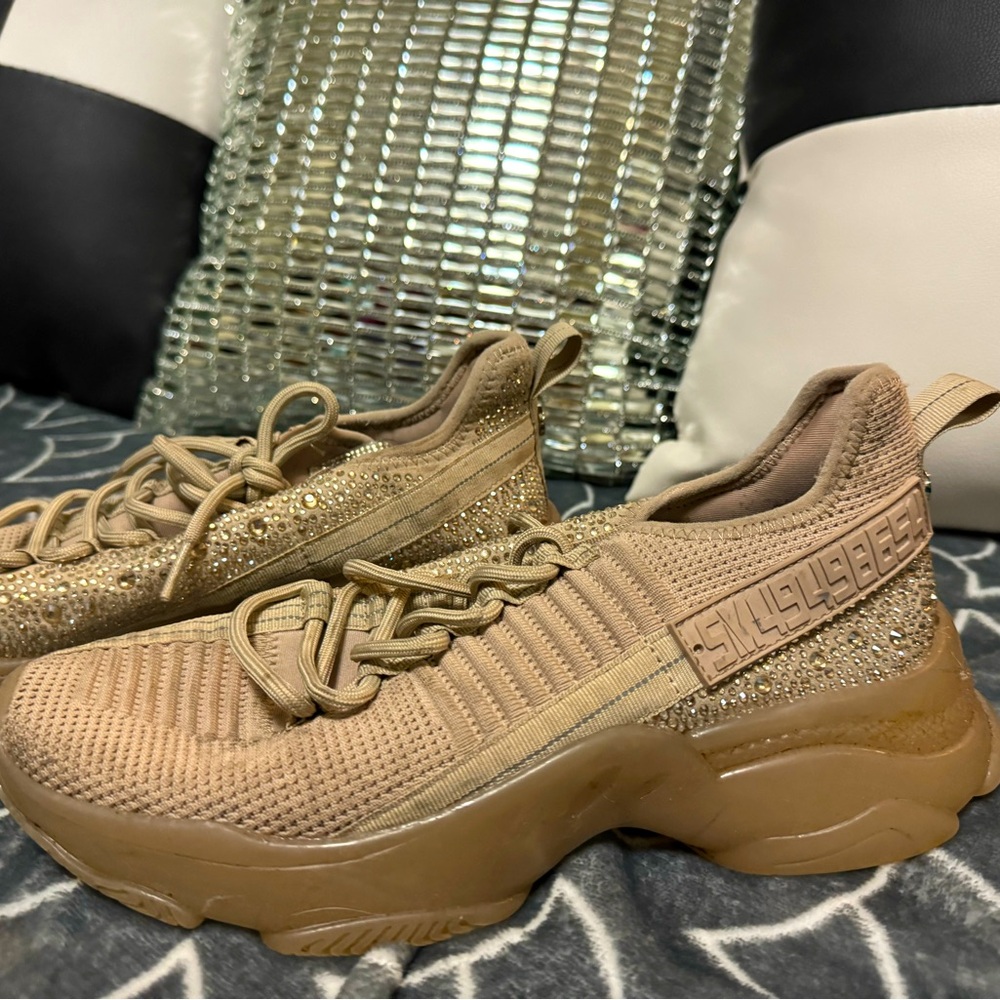 Steve Madden sneakers, sparkly- nude tan color